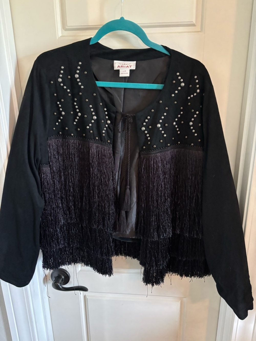 Ariat Black Studded Fringe Open-Front Jacket